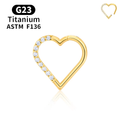 Jewelry wholesale G23 Titanium CZ Heart Clicker – Hinged Ring (16G), ASTM F-136