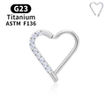 Jewelry wholesale G23 Titanium CZ Heart Clicker – Hinged Ring (16G), ASTM F-136