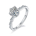 Jewelry wholesale Wholesale Moissanite 1CT D/VVS1 Round Cut  Six-Prong Pavé Shoulder Engagement Ring – 18K White Gold Vermeil on 925 Silver, GRA Certified