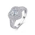 Jewelry wholesale Wholesale Moissanite D/VVS1 Heart Cut Three-Prong Halo Engagement Ring with Pavé Shoulders – 18K White Gold Vermeil on 925 Silver, GRA Certified