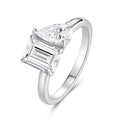 Jewelry wholesale Wholesale Moissanite D/VVS1 Four-Prong Eternity Band with Emerald&Pear Cut Stones – 18K White Gold Vermeil on 925 Silver, GRA Certifiedc