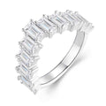 Jewelry wholesale Wholesale Moissanite D/VVS1 Emerald Cut Four-Prong Half-Eternity Anniversary Band – 18K White Gold Vermeil on 925 Silver，GRA Certified