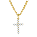 Jewelry wholesale Wholesale Moissanite D/VVS1 Cross Pendant Necklace-18 K White- or Yellow-Gold Vermeil on 925 Silver • 40+5cm Chain, CRA Certified