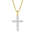 Jewelry wholesale Wholesale Moissanite D/VVS1 Cross Pendant Necklace-18 K White- or Yellow-Gold Vermeil on 925 Silver • 40+5cm Chain, CRA Certified