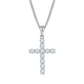 Jewelry wholesale Wholesale Moissanite D/VVS1 Cross Pendant Necklace-18 K White- or Yellow-Gold Vermeil on 925 Silver • 40+5cm Chain, CRA Certified