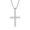 Jewelry wholesale Wholesale Moissanite D/VVS1 Cross Pendant Necklace-18 K White- or Yellow-Gold Vermeil on 925 Silver • 40+5cm Chain, CRA Certified
