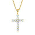 Jewelry wholesale Wholesale Moissanite D/VVS1 Cross Pendant Necklace-18 K White- or Yellow-Gold Vermeil on 925 Silver • 40+5cm Chain, CRA Certified