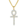 Jewelry wholesale Wholesale Moissanite D/VVS1 Round Cut Ankh Cross Pendant Necklace – 18 K White- or Yellow-Gold Vermeil on 925 Silver 40 + 5 cm Chain, CRA Certified