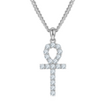 Jewelry wholesale 3 mm-5 mm · D/VVS1 Moissanite Cross Pendant — 19-Stone Pavé, 18 K White- or Yellow-Gold-Plated 925 Silver, Chain Optional