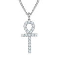 Jewelry wholesale Wholesale Moissanite D/VVS1 Round Cut Ankh Cross Pendant Necklace – 18 K White- or Yellow-Gold Vermeil on 925 Silver 40 + 5 cm Chain, CRA Certified