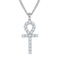 Jewelry wholesale 4 mm · D/VVS1 Moissanite Cross Pendant — 19-Stone Pavé, 18 K White- or Yellow-Gold-Plated 925 Silver, Chain Optional