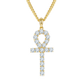 Jewelry wholesale 3 mm-5 mm · D/VVS1 Moissanite Cross Pendant — 19-Stone Pavé, 18 K White- or Yellow-Gold-Plated 925 Silver, Chain Optional