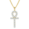 Jewelry wholesale 5 mm · D/VVS1 Moissanite Cross Pendant — 19-Stone Pavé, 18 K White- or Yellow-Gold-Plated 925 Silver, Chain Optional