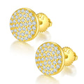 Jewelry wholesale 0.6 ct D/VVS1 Moissanite Round Stud Earrings — Pavé Disc Design, Screw-Back, 18 K Yellow or White-Gold Vermeil (2.5 µm) on 925 Silver
