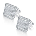 Jewelry wholesale 0.77 ct D/VVS1 Moissanite Square Stud Earrings — Grid Pavé Design, Screw-Back, 18 K Yellow or White-Gold Vermeil (2.5 µm) on 925 Silver