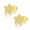 Jewelry wholesale 0.27 ct D/VVS1 Moissanite Star Stud Earrings — Double-Layer Outline, Screw-Back, 18 K Yellow or White-Gold Vermeil (2.5 µm) on 925 Silver