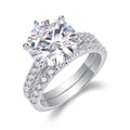Jewelry wholesale Wholesale Moissanite 5CT D/VVS1 Round-Cut six-Prong Solitaire Pavé Shoulder Engagement Ring – 18K White Gold Vermeil on 925 Silver, GRA Certified