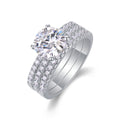 Jewelry wholesale Wholesale Moissanite 2CT D/VVS1 Round Cut Four-Prong Solitaire Three-Row Pavé Bridal Ring Set – 18K White Gold Vermeil on 925 Silver, GRA Certified