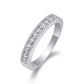 Jewelry wholesale Wholesale Moissanite Round-Cut D/VVS1 Milgrain Pavé Half-Eternity Channel-Set Band – 18K White Gold Vermeil on 925 Silver, GRA Certified