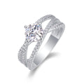 Jewelry wholesale Wholesale Moissanite 1CT D/VVS1 Round Cut Four-Prong Solitaire Criss-Cross Pavé Engagement Ring – 18K White Gold Vermeil on 925 Silver, GRA Certified