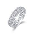 Jewelry wholesale Wholesale Moissanite Round-Cut D/VVS1 Three-Row Pavé Eternity Band with Milgrain - 18K White Gold Vermeil on 925 Silver, GRA Certified
