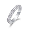 Jewelry wholesale Wholesale Moissanite Round-Cut D/VVS1 Three-Row Pavé Half-Eternity Band - 18K White Gold Vermeil on 925 Silver, GRA Certified