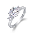 Jewelry wholesale Wholesale Moissanite 2CT D/VVS1 Round-Cut Three-Stone Engagement Ring with Four-Prong Setting – 18K White Gold Vermeil on 925 Silver, GRA Certified