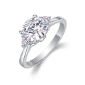 Jewelry wholesale Wholesale Moissanite 2CT D/VVS1 Round-Cut Three-Stone Engagement Ring with Four-Prong Setting – 18K White Gold Vermeil on 925 Silver, GRA Certified