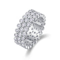 Jewelry wholesale Wholesale Moissanite Round-Cut D/VVS1 Three-Row Bezel-Set Eternity Band - 18K White Gold Vermeil on 925 Silver, GRA Certified
