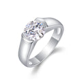 Jewelry wholesale Wholesale Moissanite 2CT D/VVS1 Round-Cut Half-Bezel Solitaire Engagement Ring – 18K White Gold Vermeil on 925 Silver, GRA Certified