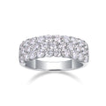 Jewelry wholesale Wholesale Moissanite D/VVS1 Three-Row Pavé Half-Eternity Band – 18K White Gold Vermeil on 925 Silver，GRA Certified