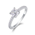 Jewelry wholesale Wholesale Moissanite D/VVS1 Emerald Cut four-Prong Solitaire Pavé Shoulder Engagement Ring – 18K White Gold Vermeil on 925 Silver, GRA Certified