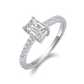 Jewelry wholesale Wholesale Moissanite D/VVS1 Emerald Cut four-Prong Solitaire Pavé Shoulder Engagement Ring – 18K White Gold Vermeil on 925 Silver, GRA Certified
