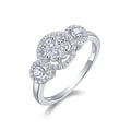 Jewelry wholesale Wholesale Moissanite D/VVS1 Round Cut Classic Three-Stone Halo Moissanite Ring - D Color VVS1, 925 Sterling Silver with 18K White Gold Vermeil, GRA Certified