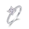 Jewelry wholesale Wholesale Moissanite D/VVS1 Asscher Cut four-Prong Solitaire Pavé Shoulder Engagement Ring – 18K White Gold Vermeil on 925 Silver, GRA Certified