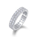Jewelry wholesale Wholesale Moissanite Round-Cut D/VVS1 Two-Row Pavé Eternity Band – 18K White Gold Vermeil On 925 Silver, GRA Certified