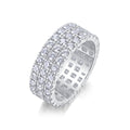 Jewelry wholesale Wholesale Moissanite Round-Cut D/VVS1 Three-Row Pavé Eternity Band – 18K White Gold Vermeil On 925 Silver, GRA Certified