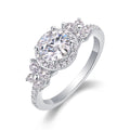 Jewelry wholesale Wholesale Moissanite 1CT D/VVS1 Round Cut Four-Prong Halo Engagement Ring with Accent Stones – 18K White Gold Vermeil on 925 Silver, GRA Certified