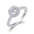 Jewelry wholesale Wholesale Moissanite 1CT D/VVS1 Round Cut Four-Prong Cushion Halo Engagement Ring – 18K White Gold Vermeil on 925 Silver, GRA Certified