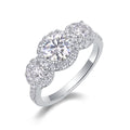 Jewelry wholesale Wholesale Moissanite 1CT D/VVS1 Round-Cut Three-Stone Engagement Ring with Four-Prong Setting and Pavé Shoulders – 18K White Gold Vermeil on 925 Silver, GRA Certified