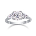 Jewelry wholesale Wholesale Moissanite D/VVS1 Cushion Cut Three-Stone Engagement Ring with Four-Prong Setting – 18K White Gold Vermeil on 925 Silver, GRA Certified
