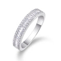 Jewelry wholesale Wholesale Moissanite D/VVS1 Three-Row Half-Eternity Band with Round & Emerald Cut Stones – 18K White Gold Vermeil on 925 Silver, GRA Certified