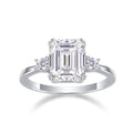 Jewelry wholesale Wholesale Moissanite D/VVS1 Emerald Cut Four-Prong Three-Stone Engagement Ring – 18K White Gold Vermeil on 925 Silver, GRA Certified