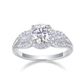 Jewelry wholesale Wholesale Moissanite 1CT D/VVS1 Round Cut Four-Prong Halo & Baguette Side Stone Engagement Ring – 18K White Gold Vermeil on 925 Silver, GRA Certified