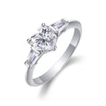 Jewelry wholesale Wholesale Moissanite D/VVS1 Heart Cut Four-Prong Three-Stone Engagement Ring – 18K White Gold Vermeil on 925 Silver, GRA Certified