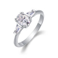 Jewelry wholesale Wholesale Moissanite D/VVS1 Oval Cut Three-Stone Engagement Ring with Four-Prong Setting – 18K White Gold Vermeil on 925 Silver, GRA Certified