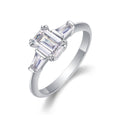 Jewelry wholesale Wholesale Moissanite D/VVS1 Emerald Cut Four-Prong Three-Stone Pavé Shoulder Engagement Ring – 18K White Gold Vermeil on 925 Silver, GRA Certified