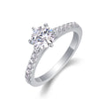 Jewelry wholesale Wholesale Moissanite 1CT D/VVS1 Six-Prong Solitaire Pavé Shoulder Engagement Ring – 18K White Gold Vermeil on 925 Silver，GRA Certified