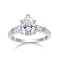 Jewelry wholesale Wholesale Moissanite D/VVS1  Pear Cut Five-Prong Three-Stone Pavé Shoulder Engagement Ring – 18K White Gold Vermeil on 925 Silver，GRA Certified