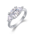 Jewelry wholesale Wholesale Moissanite 2CT D/VVS1 Round-Cut Three-Stone Engagement Ring with Four-Prong Setting – 18K White Gold Vermeil on 925 Silver, GRA Certified